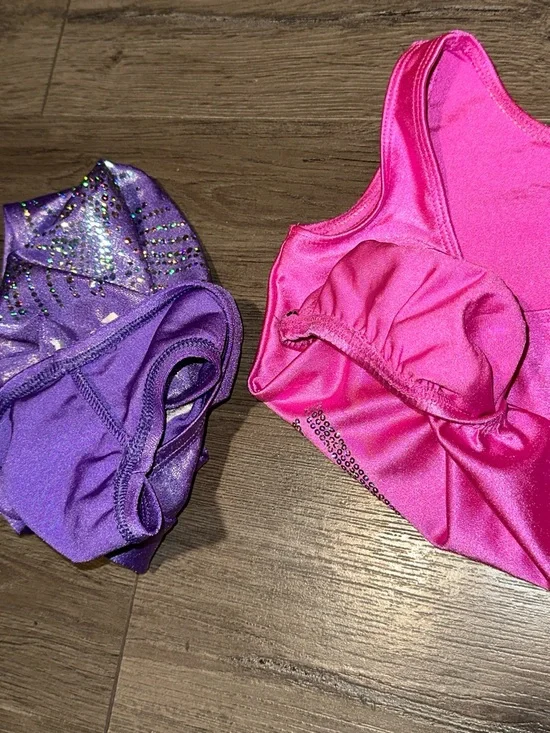 2 KIDS/GIRLS Gymnastics Leotard-PURPLE & PINK GLITTER Leotard - Picture 4 of 5